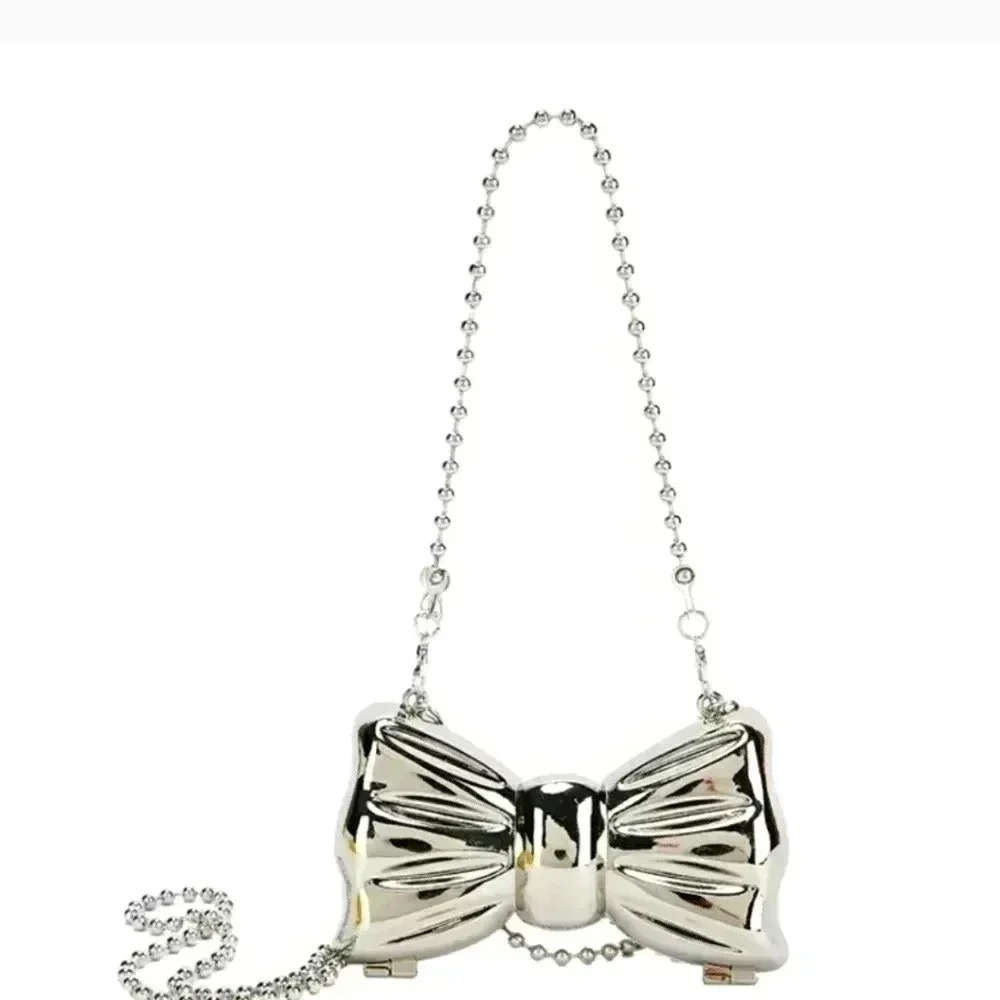 COPY - Women Fashion Mini Metal Silver Bow Decorative Crossbody Bag
